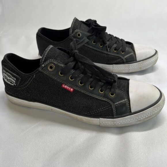 Levis Mens Stan Buck Black Denim Sneakers Size 8.5 Shoes Comfort Tech - Picture 1 of 5
